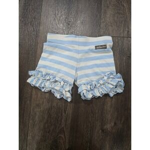 Matilda Jane Girls Blue White Striped Ruffle Hem Knit Shorts Size 4